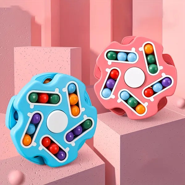 1pc, Red And Blue Rubik's Cube Rolling Ball, Disk Rotating Magic Beans Fingertip Decompression Finger Gyro Educational Toys, Creative Small Gift, Holiday Accessory