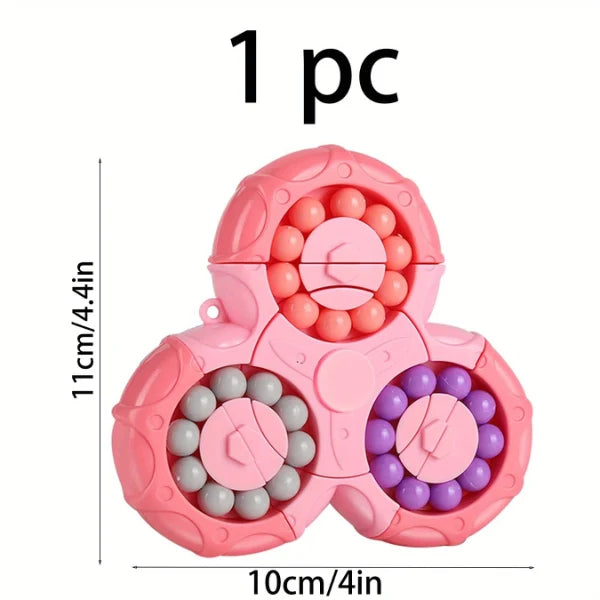 1pc, Rubik's Cube Toys, Puzzle Double-sided Rolling Beads Six-sided Rotation, Blue Pink Orange Interoperable Magic Beans, Decompression Intelligence Fingertip