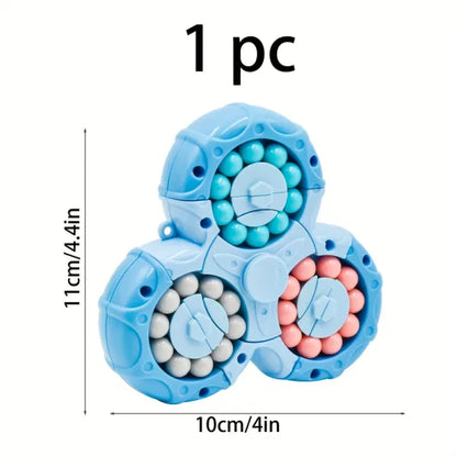 1pc, Rubik's Cube Toys, Puzzle Double-sided Rolling Beads Six-sided Rotation, Blue Pink Orange Interoperable Magic Beans, Decompression Intelligence Fingertip
