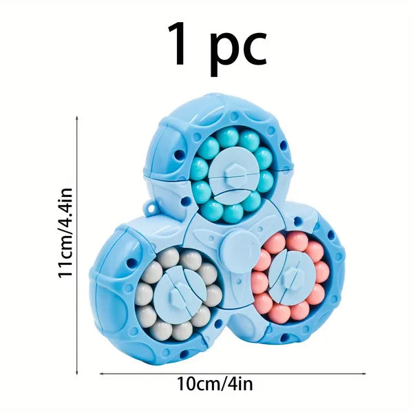 1pc, Rubik's Cube Toys, Puzzle Double-sided Rolling Beads Six-sided Rotation, Blue Pink Orange Interoperable Magic Beans, Decompression Intelligence Fingertip