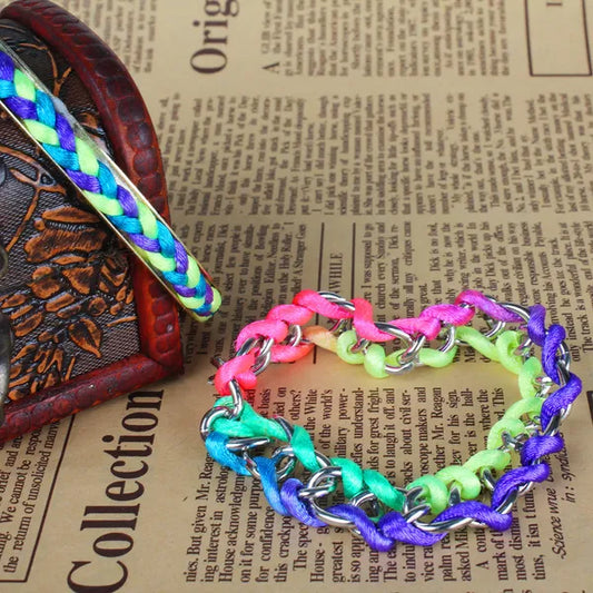 4Pcs Colorful Woven Burnished Gold Bracelets Set