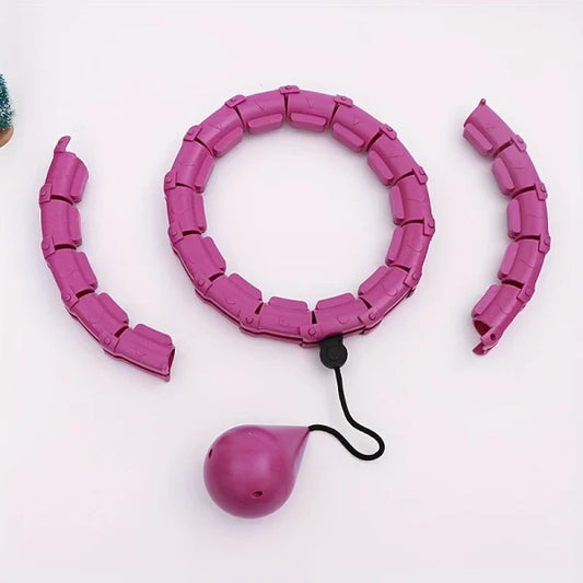 Adjustable Weighted Fitness Ring - Enhance Core Strength With 22 Detachable Knots High-Intensity Calorie Burning Fitness Hoop - Muscle Sculpting Trainer - Adjustable With DIY Weighted Ball