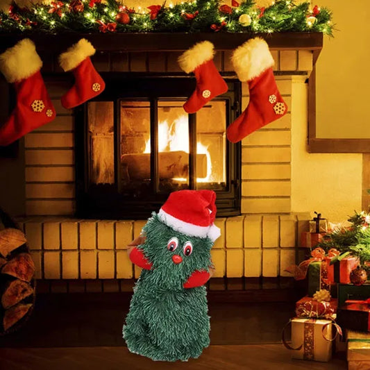 Electric Christmas Tree Singing and Dancing Christmas Plush Toy; Green Xmas Tree Animated Christmas Decorations Xmas Gifts for Toddlers Kids