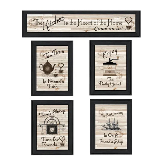 "Kitchen Friendship Collection II" 5-Piece Vignette by Millwork Engineering, Black Frame